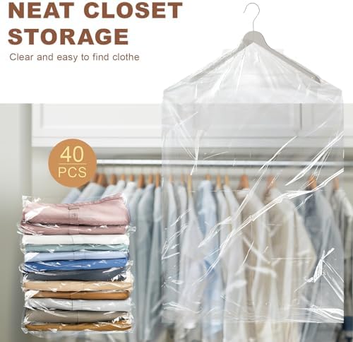 40 Pack Clear Garment Bags for Clothes - Image 5
