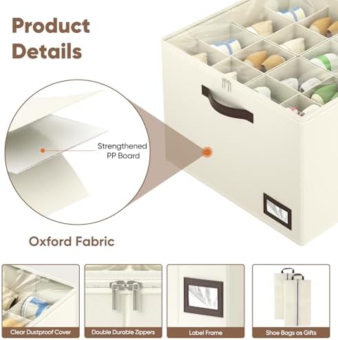 OIAHOMY 2 Pack Shoe Organizer for Closet, Large Foldable Shoe Storage Bins - Image 5