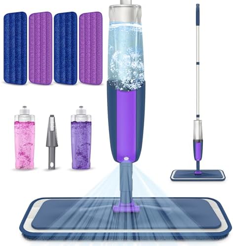 Spray Wet Mops for Floors Cleaning: Hardwood Floor Mop Refillable 2 Bottles by MEXERRIS