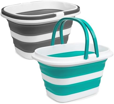 2 Pack Collapsible Mop Bucket, 16L Plastic Bucket by Tiawudi