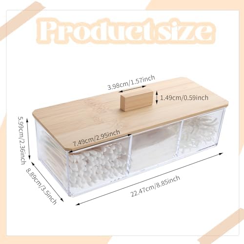 Wood Qtip Holder 3 Compartments Cotton Ball and Swab Holder Organizer - Image 4