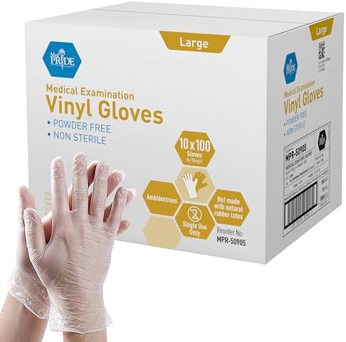 MED PRIDE Vinyl Exam Medical Gloves, Powder & Latex-Free, 1000-Count by MEDPRIDE