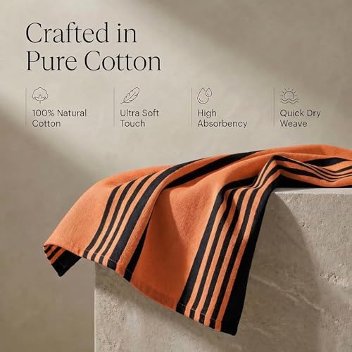 Urban Villa Kitchen Towels Cotton Dish Towels 20”x30” Orange Blk - Image 4