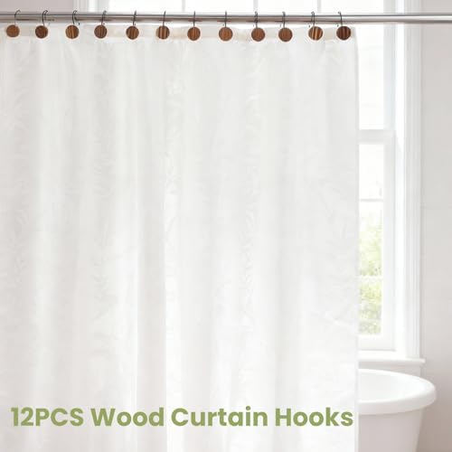 Wood Shower Curtain Hooks Rust Proof, Boho Shower Curtain Hooks Decorative - Image 6