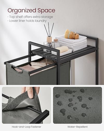 VASAGLE Laundry Sorter 1 Section, Rolling Cart - Image 3