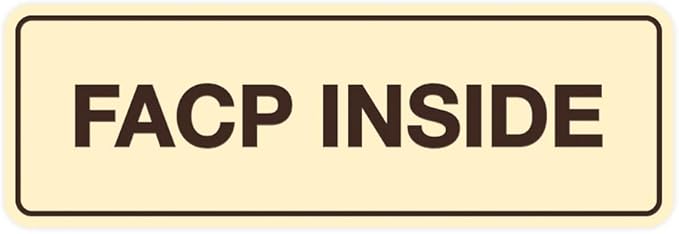 Signs ByLITA Standard FACP Inside Sign | Fire Safety Signage (Ivory/Dark Brown) - Large 1 Pack