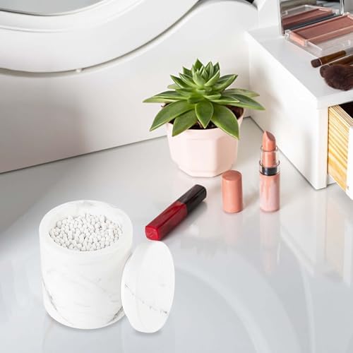 Natural Marble Canister, Cotton Qtip Holder - Image 6