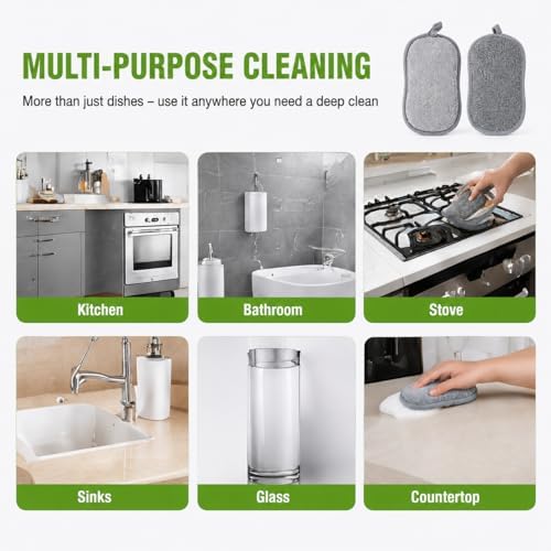 6-Pack PuoWeo Sponges Kitchen Dual-Sided Scrub Sponges—Rough Side - Image 5
