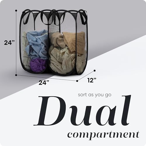 Handy Laundry Double Pop Up Laundry Hamper, 2 Section Mesh - Image 2