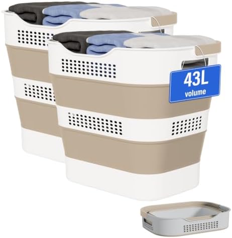 OOAMBB 43L+43L Collapsible Laundry Baskets plastic by OOAMBB