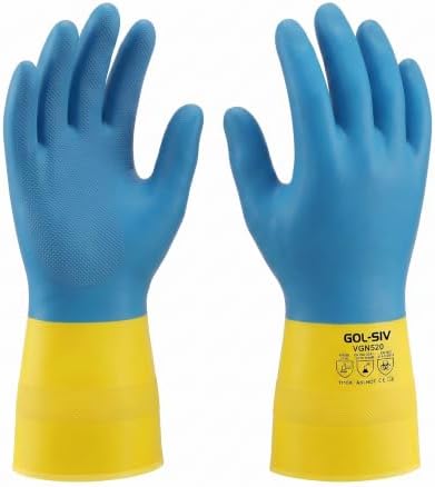 Neoprene Latex Blend Chemical Gloves, Heavy Duty Rubber Gloves, 20 Mil Thick by GOL-SIV