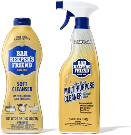 Bar Keepers Friend Soft Cleanser 26 oz + Spray & Foam Multipurpose MORE Spray by BarKeepersFriend