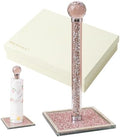 Pink Crystal Standing Paper Towel Roll Holder Countertop Weighted Rack by HOCHANCE