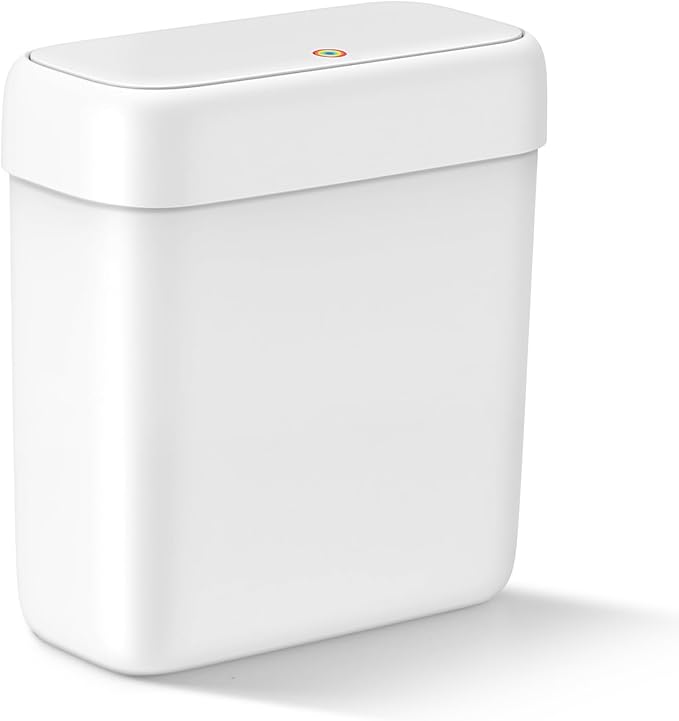 Small Bathroom Trash Can with Lid, 3.2 Gallon Garbage Can with Pop-Up Lid | by MOPALL
