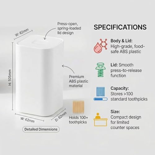 Press-Type Cotton Swab Container & Organizer | 4-Compartment ABS Bathroom Desk - Image 5