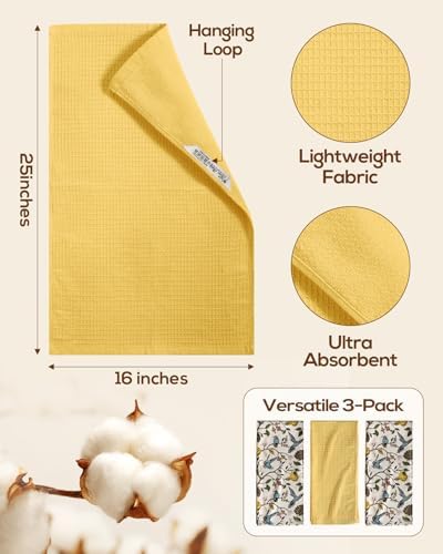 Miss Adola 3pcs 270GSM Cotton Kitchen Towels, Lemon Bird - Image 4