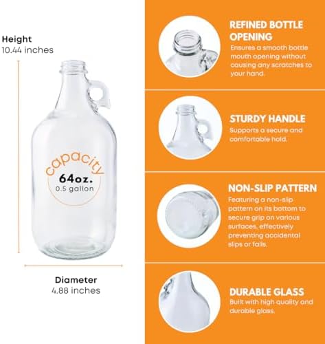 64oz Glass Jug 4-Pack with Polyseal Caps - Image 3