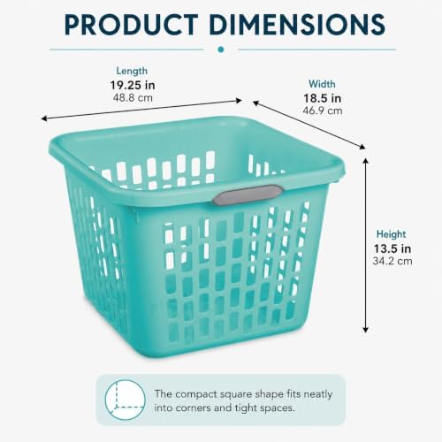 Teal Laundry Basket 1.5 Bushel Square - Image 2