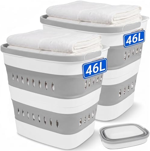 46L/12 Gal Collapsible Laundry Baskets, Foldable Hamper by Bemkoo