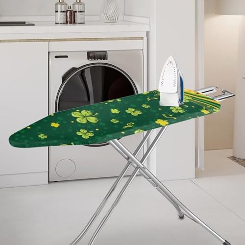 Green Clover Leaves Steam Ironing Board Cover, Irish Shamrock Stain Resistant - Image 2