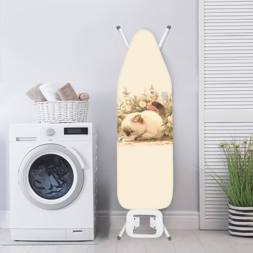 Kawaii Siamese Kitten Ironing Board Cover 54x15 inches, Cute Cat Beige - Image 3