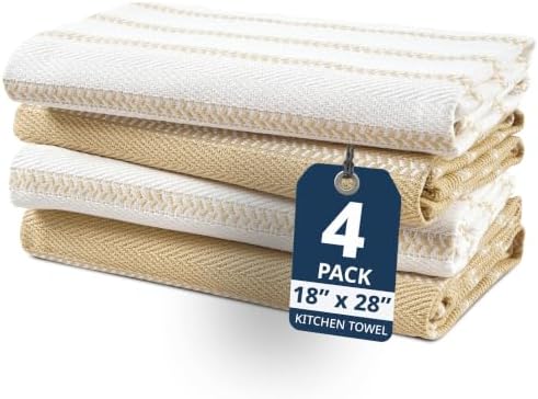 LANE LINEN Kitchen Towels Set of 4-18”x28” Absorbent Cotton Dish Towels by LaneLinen