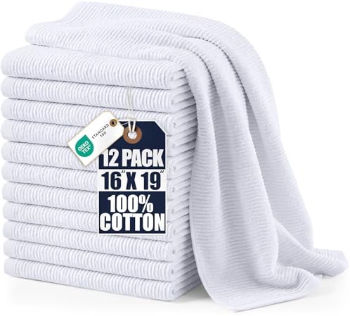 Utopia Towels Ribbed Kitchen Bar Mops, 12 Pack, 16x19 in by Unknown
