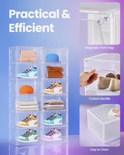 SONGMICS Shoe Boxes Set of 8, Fits Shoes up to US Size 12 - Image 5