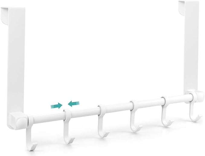 MGahyi White Over The Door Hooks, Over The Door Towel Rack | 6 Sliding by MGahyi