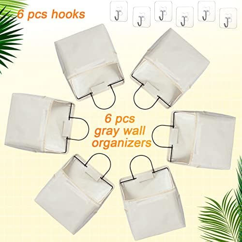 Chumia 6 Pack Wall Hanging Storage Basket Bathroom Closet Hanging Storage Bag - Image 2