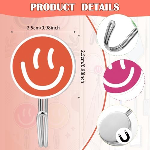 Leinuosen 6 Pcs Smile Face Magnetic Locker Hooks - Image 2