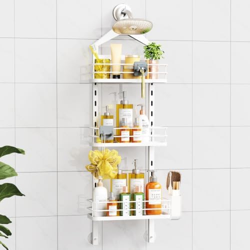ODesign 3 Tier Adjustable Shower Caddy Hanging Over Head Anti-Swing White by ODesign