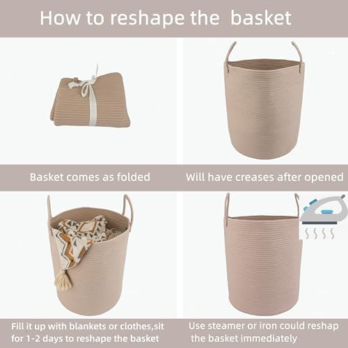 XUANGUO Cotton Rope Laundry Basket Hamper - Image 7