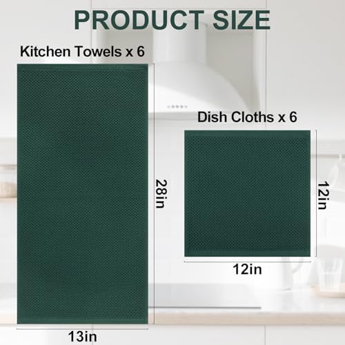 Homaxy 12 Pack 100% Cotton Kitchen Towels and Dishcloths Set - Image 4