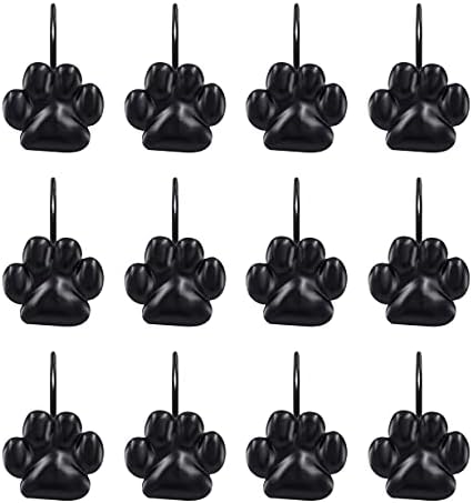 Sunlit Fashion Design Cute Paw Print Polished Shower Curtain Hooks by Sunlit