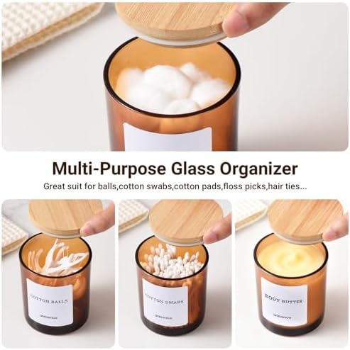 Glass Qtip Holder 2 Pack, Qtip Holder Dispenser Bathroom Set Bathroom - Image 2