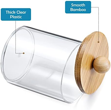 2 Pack Qtip Holder Dispenser - 10 oz Clear Plastic Apothecary Jar Containers - Image 4