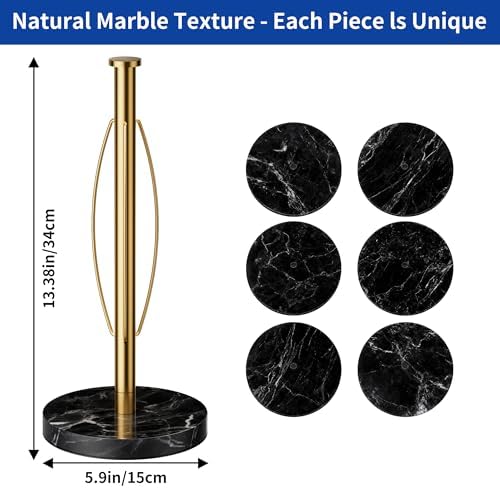 YIGII Heavy Marble Base Paper Towel Holder Countertop - Image 7