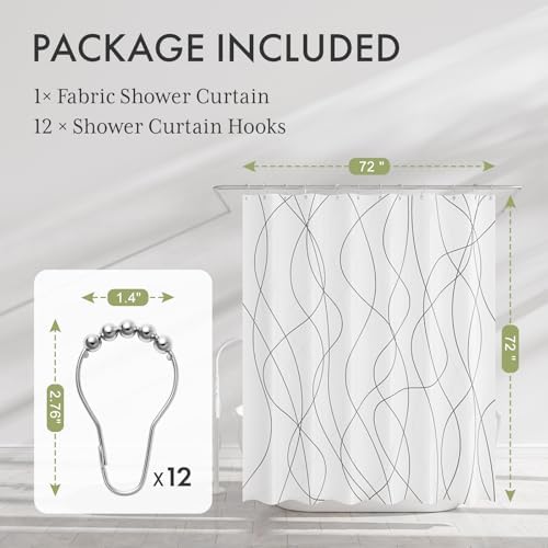 AmazerBath Shower Curtain, Rustic Abstract Black Striped Cloth Shower Curtain - Image 3