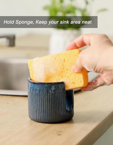 Ceramic Sponge Holder for Kitchen Sink, Scrub Sponge Dish Rack, Farmhouse - Image 2