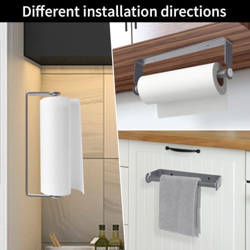 Under Cabinet Paper Towel Holder, Adhesive or Wall Mount（Grey） - Image 6