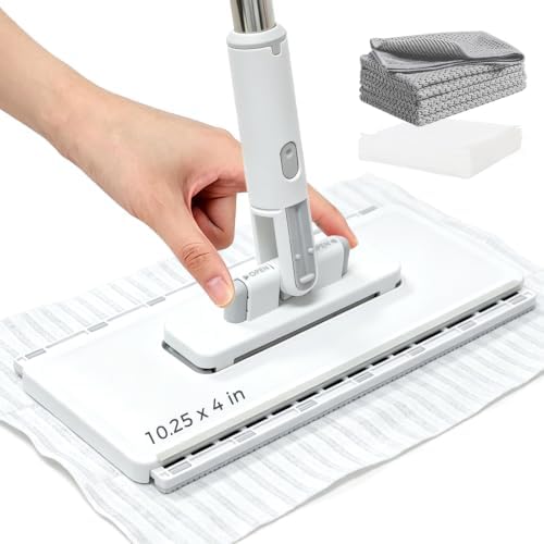 Mops for Floor Cleaning, Hands Free Flat Mop Clamp Dust Mop 51”Handle by Unknown