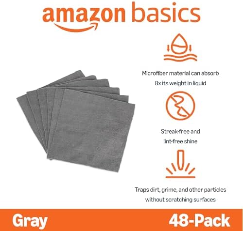 Amazon Basics Microfiber Cleaning Cloths, Ultra Absorbent, Lint Free, Streak - Image 2