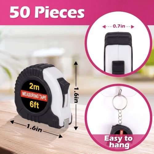 Kanayu 50 Pcs Mini Tape Measure Keychains 6 ft Small Retractable Measuring Tape - Image 2