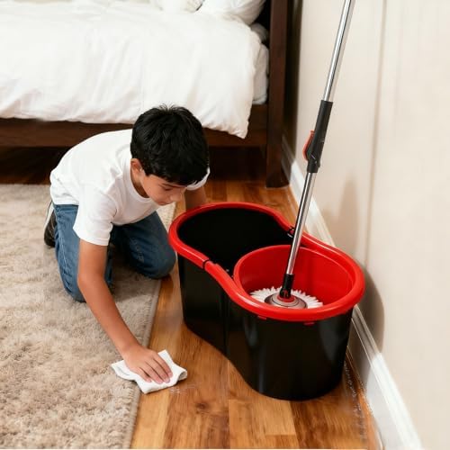 Spin Mop and Bucket with Wringer Set, 360°Rotating Head Mop Bucket System - Image 7