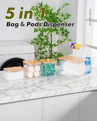 iCASA Trash Bag Dispenser Dishwasher Pods Container Under Sink Organizer - Image 2