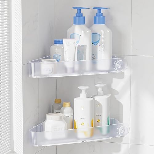 Sotfamily Plastic Shower Caddy Corner, 2 Pack, Frosted Clear by Sotfamily