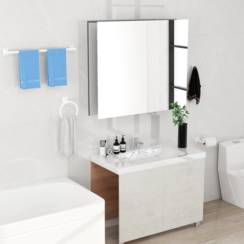 KLJKPA Bathroom Accessories Set, 4-Piece White Bathroom Hardware Set - Image 6