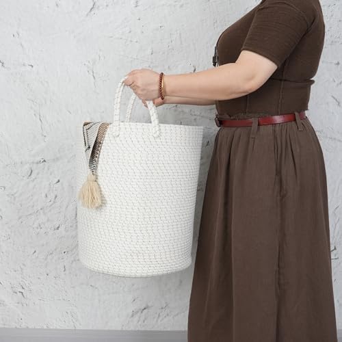 XUANGUO Cotton Rope Laundry Basket Hamper - Image 3
