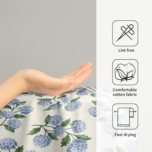 2 Pack Blue Hydrangea Floral Hand Towels - Image 6